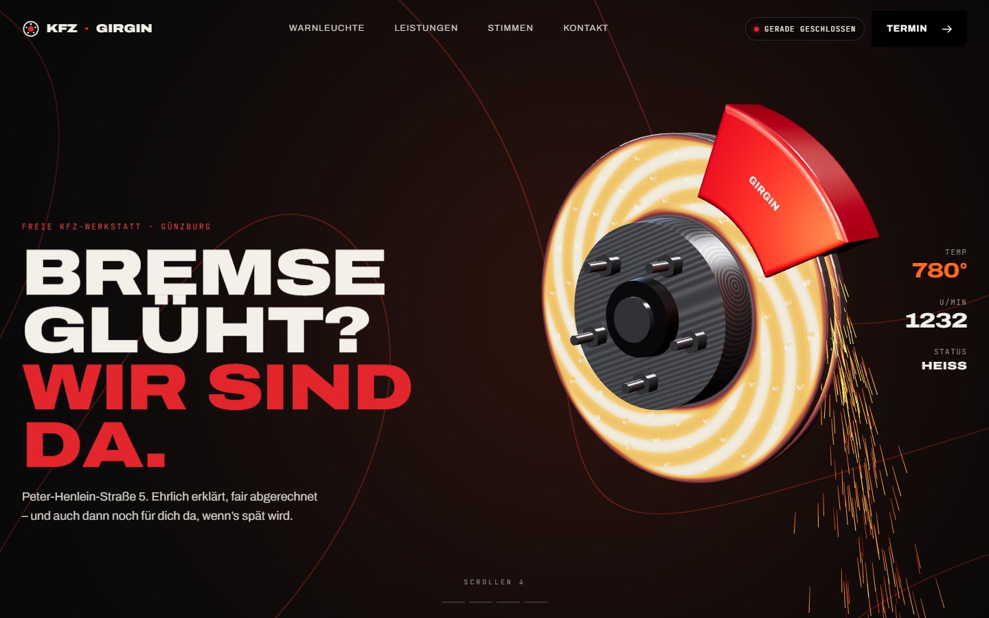 Startseite des Entwurfs für Kfz Girgin